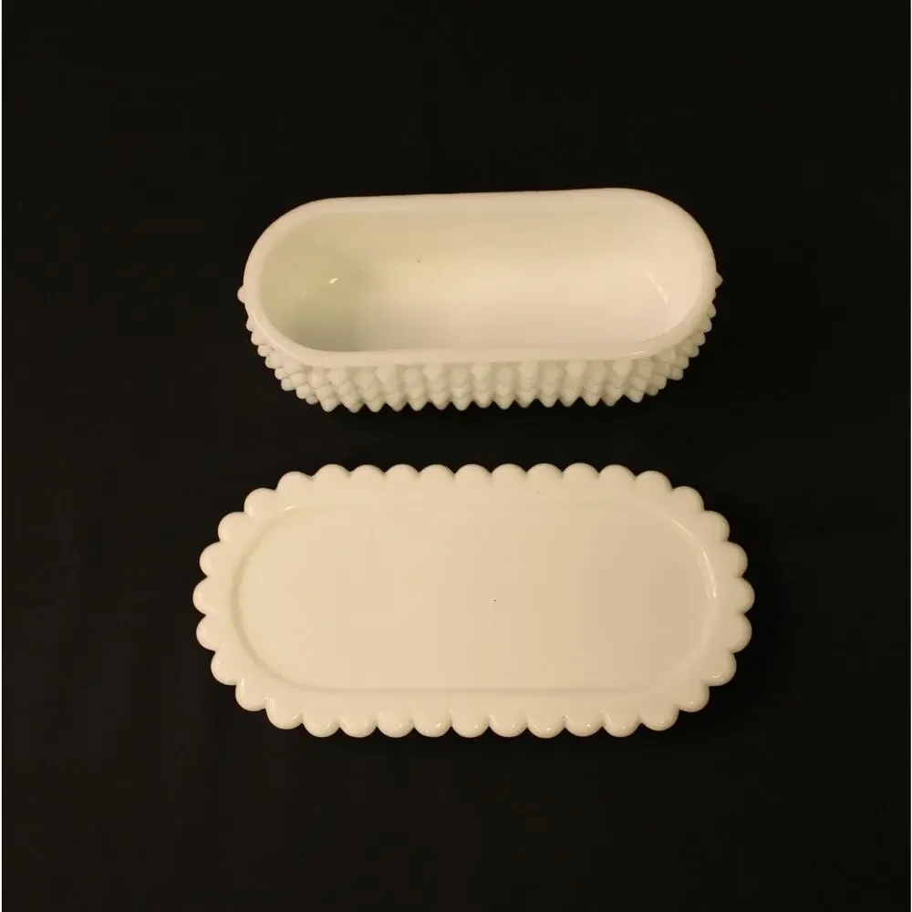 Milk Glass Hobnail Vintage Glass Butter Dish and Salt and Pepper Shakers
